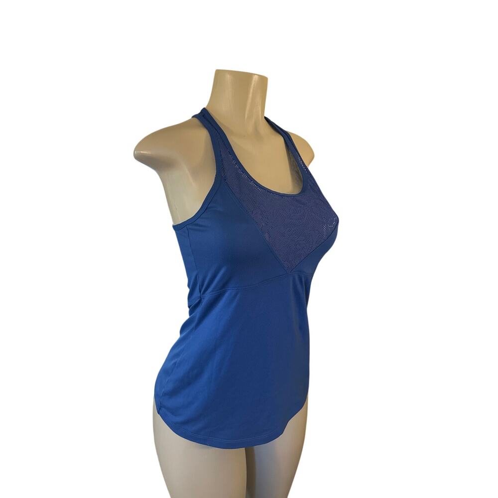 Women S Lorna Jane Navy Blue Floral Lace Mesh Tank Top Racerback Yoga Run